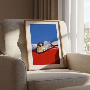 Porco Rosso (1992), Studio Ghibli Ukiyo-e Poster, Anime Art Prints, Vintage Retro Movie Print image 6