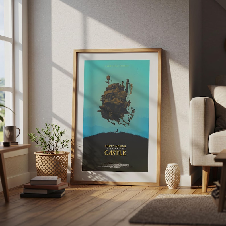 Howl’s Moving Castle (2004), Studio Ghibli Ukiyo-e Poster, Anime Art Prints, Vintage Retro Movie Print image 4