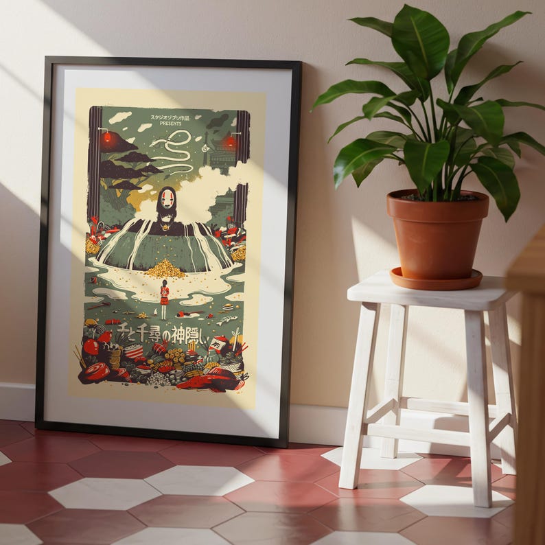 Spirited Away (2001), Studio Ghibli Ukiyo-e Poster, Anime Art Prints, Vintage Retro Movie Print image 7