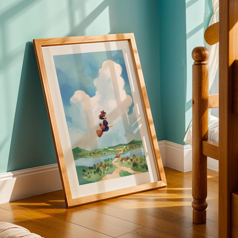 Kiki's Delivery Service, Studio Ghibli Ukiyo-e Poster, Anime Art Prints, Vintage Retro Movie Print image 2