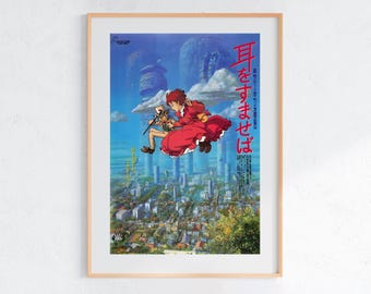 I sussurri del mio cuore (1995), poster Ukiyo-e dello Studio Ghibli, stampe artistiche di anime, stampa di film retrò vintage