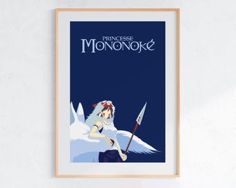 Principessa Mononoke (1997), poster Ukiyo-e dello Studio Ghibli, stampe artistiche di anime, stampa di film retrò vintage