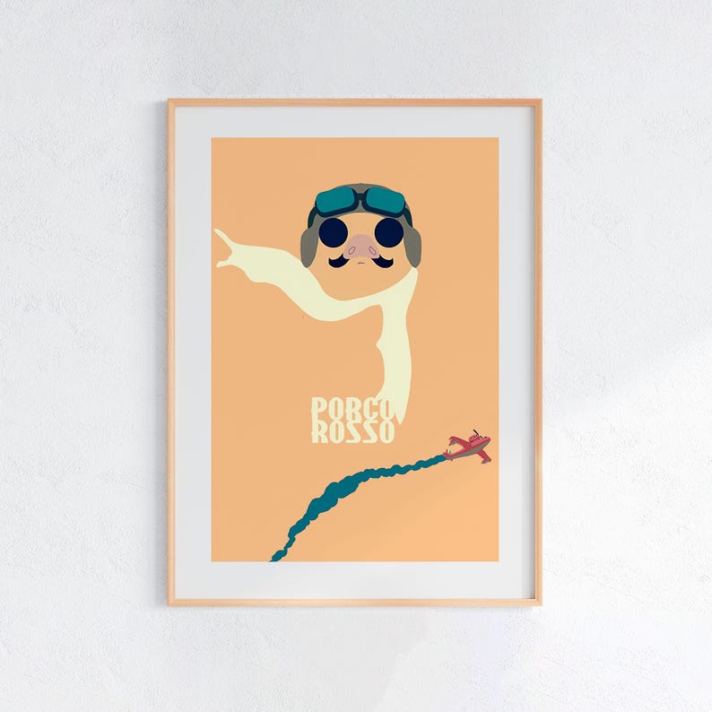Porco Rosso (1992), poster Studio Ghibli Ukiyo-e, animekunstprints, vintage retrofilmafdruk afbeelding 1