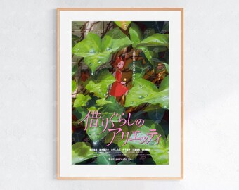 Arriety (2010), poster Ukiyo-e dello Studio Ghibli, stampe artistiche di anime, stampa di film retrò vintage