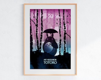 Il mio vicino Totoro (1988), poster Ukiyo-e dello Studio Ghibli, stampe artistiche di anime, stampa di film retrò vintage