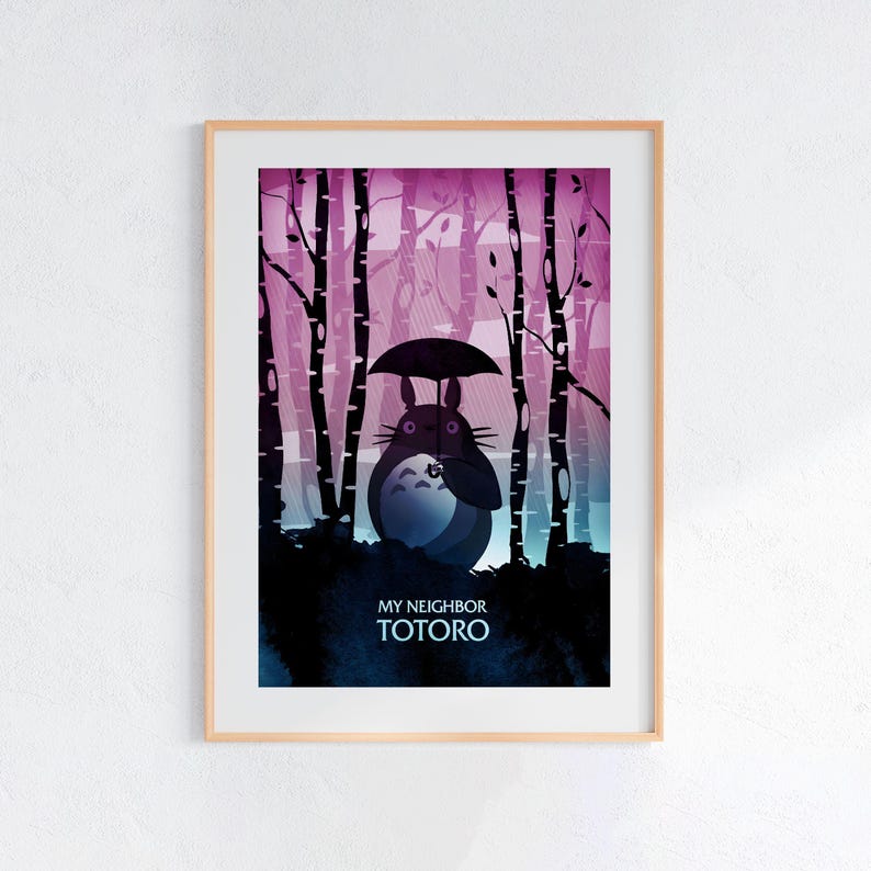 My Neighbor Totoro (1988), Studio Ghibli Ukiyo-e Poster, Anime Art Prints, Vintage Retro Movie Print image 1