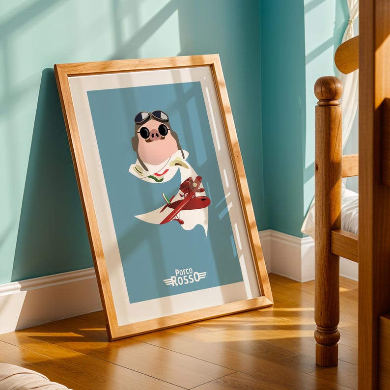 Porco Rosso (1992), Studio Ghibli Ukiyo-e Poster, Anime Art Prints, Vintage Retro Movie Print image 2