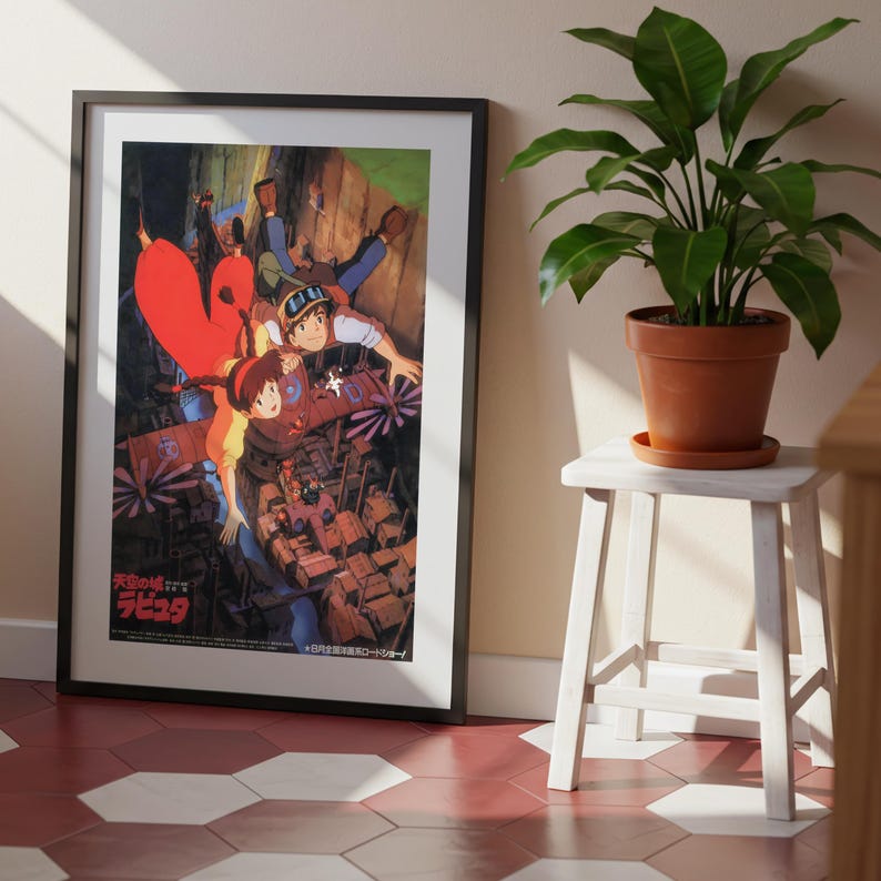 Castle in the Sky (1986), Studio Ghibli Ukiyo-e Poster, Anime Art Prints, Vintage Retro Movie Print image 7