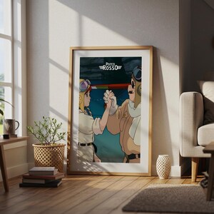 Porco Rosso (1992), Studio Ghibli Ukiyo-e Poster, Anime Art Prints, Vintage Retro Movie Print image 4