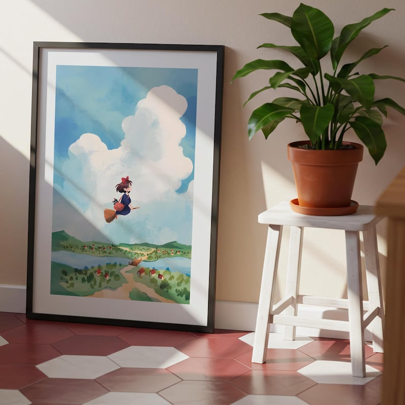 Kiki's Delivery Service, Studio Ghibli Ukiyo-e Poster, Anime Art Prints, Vintage Retro Movie Print image 7