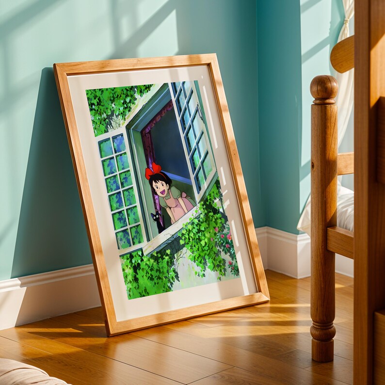 Kiki's Delivery Service , Studio Ghibli Ukiyo-e Poster, Anime Art Prints, Vintage Retro Movie Print image 2
