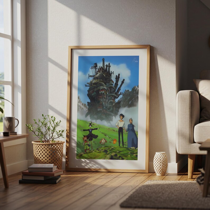 Howl’s Moving Castle (2004), Studio Ghibli Ukiyo-e Poster, Anime Art Prints, Vintage Retro Movie Print image 4