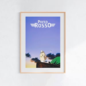 Porco Rosso (1992), Studio Ghibli Ukiyo-e Poster, Anime Art Prints, Vintage Retro Movie Print image 1