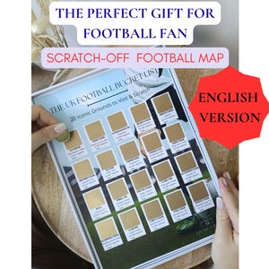 Scratch Off Football Map UK - English Stadiums Bucket List Poster - Perfect Gift for Football Fans, Boyfriend, Husband, Dad - Man Cave