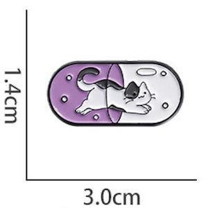 May include: A cat-themed enamel pin in the shape of a capsule, with a black and white cat design. The pin is 3.0 cm long and 1.4 cm high, and weighs 3g. The number "No. 4" is printed at the bottom.
