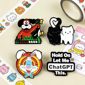 Pin esmaltado de ChatGPT, broche humorístico de memes, accesorio para frikis de la tecnología, regalo de broma para la oficina