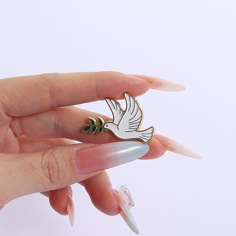 Dove Enamel Pin With Olive Branch – Minimalist Peace Bird Jewelry - Etsy