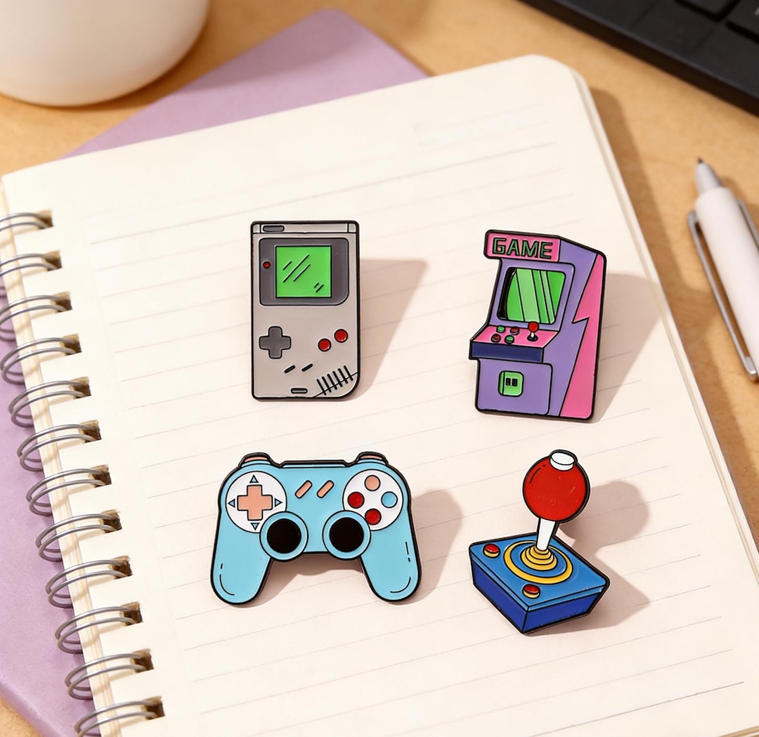 Retro Arcade Enamel Pins: Vintage Game Console, Controller, Joystick ...