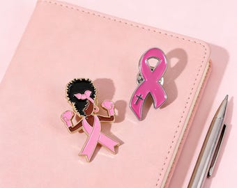 Épinglette ruban rose en émail, broche de sensibilisation au cancer du sein, accessoire de soutien aux survivantes