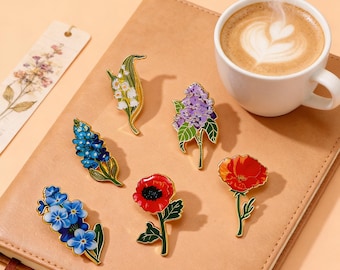 Botanical Enamel Pin, Floral Lapel Brooch, Nature Inspired Jewelry, Garden Lover Gift