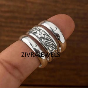 Pierścionki do łączenia ze srebra próby 925, zestaw 3 sztuk, styl boho południowo-zachodni, biżuteria ręcznie robiona