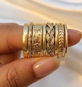 Set of 8 Brass Stacking Rings, Matte Gold Finish, Boho Band Set