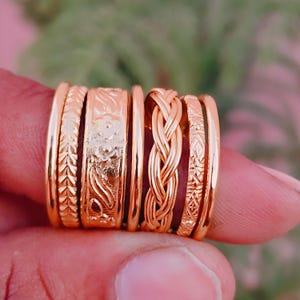 Set of 8 Brass Stacking Rings, Matte Gold Finish, Boho Band Set