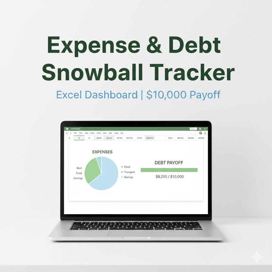 Expense & Debt Snowball Tracker Excel Dashboard | Budget Planner ...
