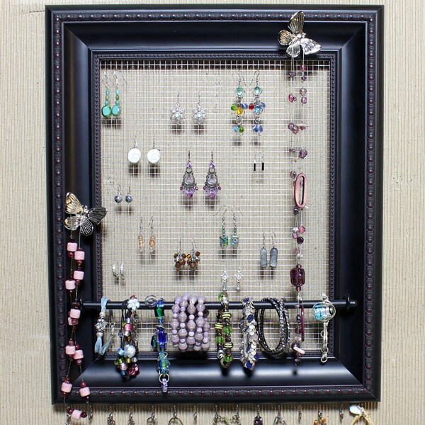 Jewelry Organizer Display Holder Picture Frame w/Butterflies- 15.5"x18.5"- Large