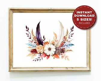 fall botanical prints | boho art print | floral wall art | printable wall art | fall wall art | fall decorations for home | digital download