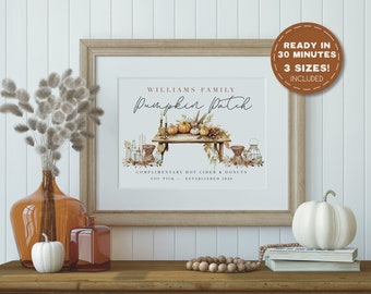 Personalized Pumpkin Patch Sign, Boho Printable Fall Sign, Custom Boho Family Farm Sign, Modern Farmhouse Sign, Fall Farmhouse Decor,