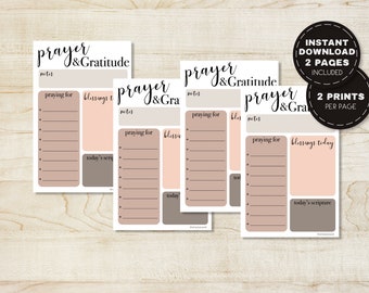Prayer and Gratitude Notepad | Christian Notepad | Printable Journal Pages | Religious Prayer Journal Pages | Prayer Printable Pages