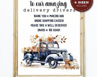 Delivery Driver Snack Sign, Fall Thank You Delivery Drivers, Take A Snack Sign, Amazon - UPS - FedEx - USPS Thank You Sign *PRINTABLE*