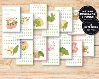 printable 2023 calendar, cactus calendar, succulent calendar, monthly calendar, desk calendar, watercolor office planner, 5x7 calendar