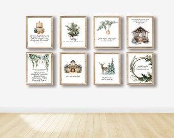 Christmas Scripture Wall Art Set of 10, Farmhouse Christmas Decor, Christian Christmas Art Prints, Christian Holiday Poster Printables