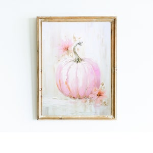 Pink Pumpkin Painting, Pumpkin Fall Decor, Pumpkin Printable Wall Art, Pumpkin print, Rustic fall print, Neutral Fall wall art, Pale Pink