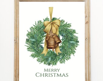 Merry Christmas Print, Christmas Wall Art, Christmas Printable, Christmas Prints, Christmas Decor, Christmas Sign, Digital Print,