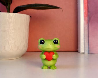 Figura de rana Kawaii hecha a mano – Regalo de San Valentín, decoración de amor