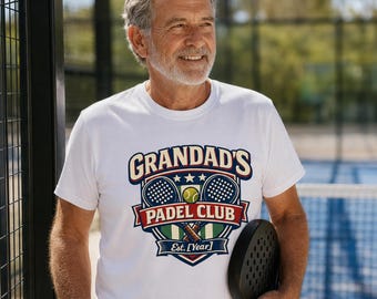Personalised Grandad’s Padel Club T-Shirt, Padel Gift with Custom Established Year