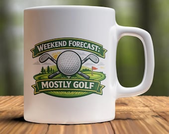 Taza de golf divertida, pronóstico del fin de semana, principalmente golf, regalo de jubilación para papá y abuelo, cerámica de 325 ml
