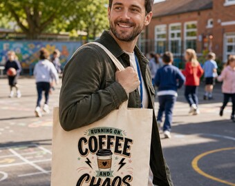 Bolso de mano Coffee And Chaos, bolso divertido para amantes de la cafeína, ideal para hombres y mujeres ocupados.