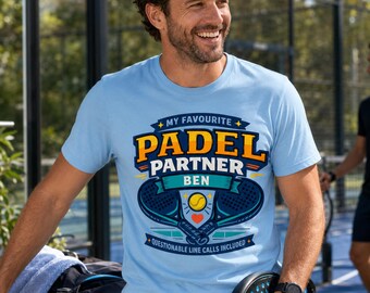 Personalised Padel Partner T-Shirt, Funny Padel Gift with Custom Name