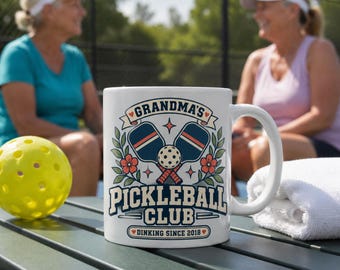 Grandma Pickleball Mug, Pickleball Grandma Gift, Dinking Since 2018 Coffee Cup. Personalized.