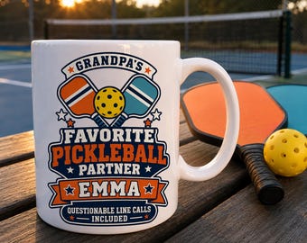 Personalized Pickleball Mug – Grandpa’s Favorite Partner, Custom Name
