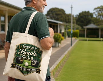 Personalised Lawn Bowls Tote Bag, Custom Club Name Gift for Bowlers