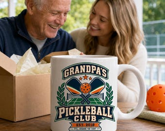 Grandpa Pickleball Mug, 11 oz Ceramic Cup, Birthday Gift for Active Grandfather