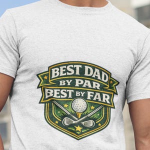 Dad golf humour t-shirt with vintage sports badge artwork