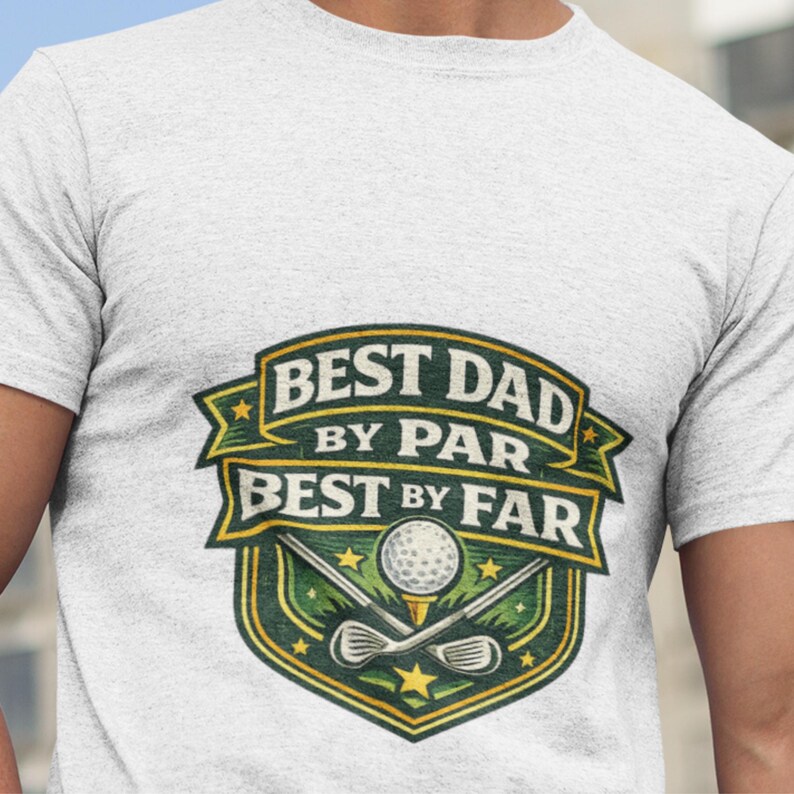 Dad golf humour t-shirt with vintage sports badge artwork