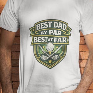 Golf themed dad shirt with bold stacked typography and stars