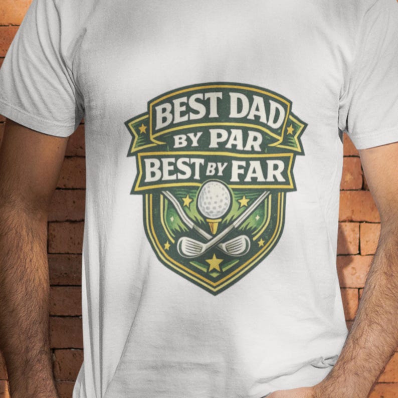Golf themed dad shirt with bold stacked typography and stars